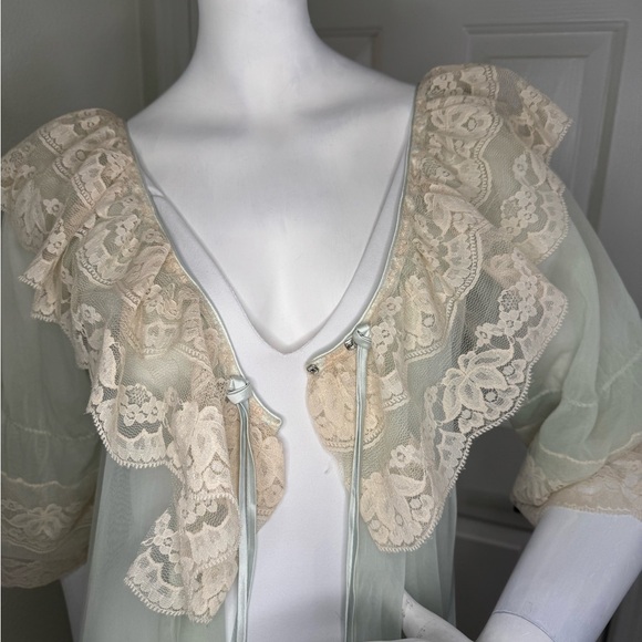 Intimi 1960 Vintage Cream Shapewear Robe with Lace Trim Size L.  #158 - Picture 5 of 13
